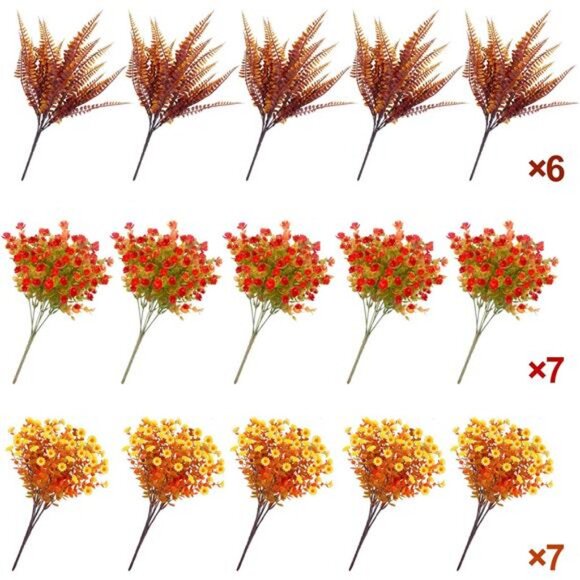20 Bundles Artificial Fall Flowers for Outdoors Fall Decorations - UV Resistant - Picture 6 of 7